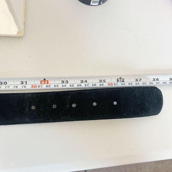 Magid Black Suede Belt Gold Statement Buckle Vintage 90s y2k Women's Size L - Picture 4 of 6
